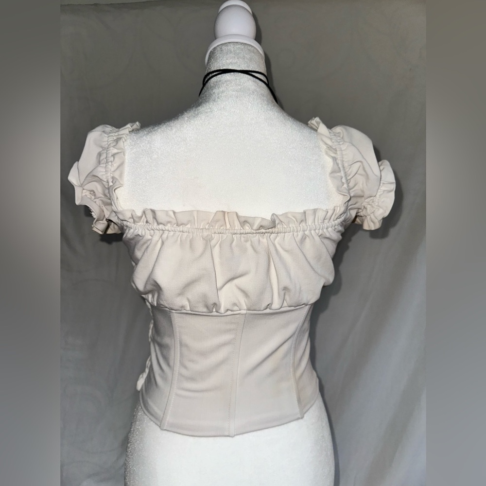 Elegant Cream Ruffle Top - Picture 4 of 9